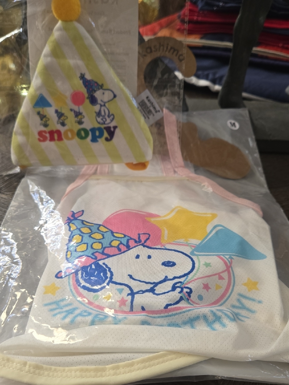 Snoopy Party Print Cotton Tank Top - White with Pastel Accents, Brand New.